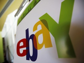 An eBay logo is seen at their offices in San Jose, Calif.