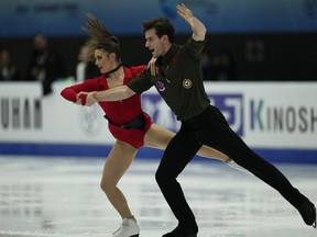 Canada's Laurence Fournier Beaudry and Nikolaj Sorensen practice ahead of the ISU Grand Prix of Figure Skating in Beijing, Wednesday, Dec. 6, 2023. USA Today has reported that Sorensen is under investigation by Canada's Office of the Sport Integrity Commissioner for an alleged sexual assault in 2012.
