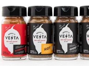 Vesta Fiery Gourmet Foods' Benny T’s Vesta Dry Hot Sauces are pictured in a photo provided by the U.S. FDA.