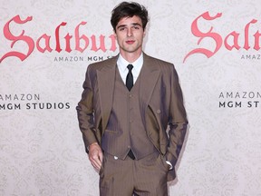 Jacob Elordi attends the Los Angeles premiere of the film, Saltburn, in November 2023.