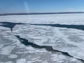 An ice floe that separated from land