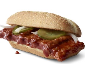 This photo provided by McDonald's shows the McRib sandwich.
