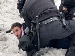 Toronto Police ultimately arrested several pro-Palestinian protesters who defied repeated orders to leave the Avenue Rd. bridge over Hwy. 401 on Saturday, Jan. 13, 2024.