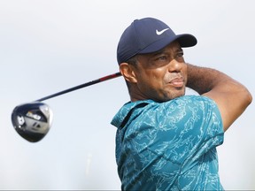 Tiger Woods of the United States plays his shot from the fourth tee during the second round of the Hero World Challenge at Albany Golf Course on Dec. 1, 2023 in Nassau, Bahamas.