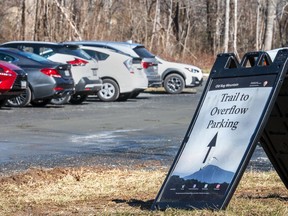 The parking lot for the Old Rag Mountain Ridge at Shenandoah National Park in Virginia is usually busy.