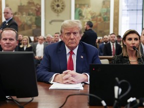 Former U.S. president Donald Trump sits at the New York State Supreme Court during the civil fraud trial against the Trump Organization, in New York City on Jan. 11, 2024.