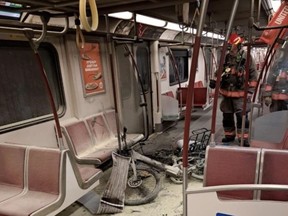 Toronto firefighters quickly doused the flames when an e-bike caught fire on a TTC subway car at Yonge-Sheppard Station on Dec. 31, 2023.