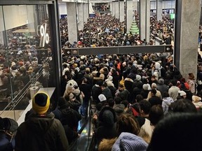 Crowds at Toronto's Union Station on New Year's Eve.
