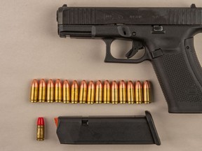 A loaded firearm seized by Peel Regional Police.