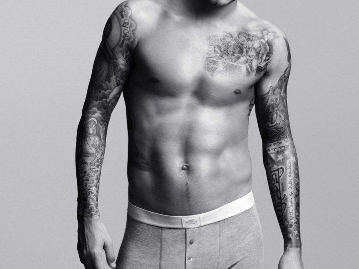  Soccer star David Beckham during a photo shoot to promote his underwear line at H&M.