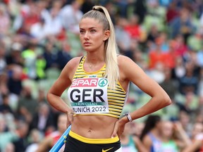 Alica Schmidt of Germany prepares to compete in a race.
