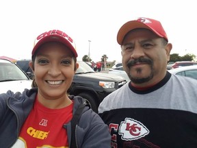 Lisa Lopez-Galvan with her husband in an image posted to her Facebook page in 2020. Lisa Lopez-Galvan was killed in a shooting at the Kansas City Chiefs 2024 Super Bowl parade on Feb. 14, 2024.