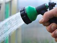 A garden hose spraying water.