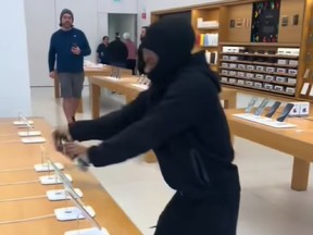 A California man was filmed stealing 50 iPhones from a Bay Area Apple store earlier this week.