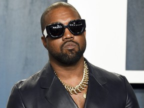Kanye West arrives at the Vanity Fair Oscar Party, Feb. 9, 2020, in Beverly Hills, Calif.