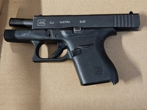 An image from the OPP of a gun allegedly seized during a traffic stop.