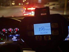 An image from OPP of a speedometer showing 196 km/h.