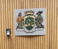 A plaque featuring the Etobicoke coat of arms, where it hung until recently at the Etobicoke civic centre