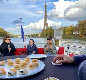 Cruising the Seine with champagne and appetizers aboard Yachts de Paris. CYNTHIA MCLEOD/TORONTO SUN