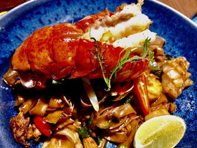 Siam is a Thai restaurant located off the lobby of Warwick Le Crystal in Montreal. The star is pad kee mao with seafood, a rice noodle dish stir friend with baby corn, bamboo shoots, gailan and mushrooms, with hints of black licorice from holy basil. Tender scallops and shrimp are woven through the dish, which, when topped with a grilled lobster tail, is a showstopper.
