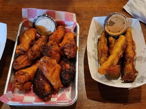 Chicken wings and fried pickles