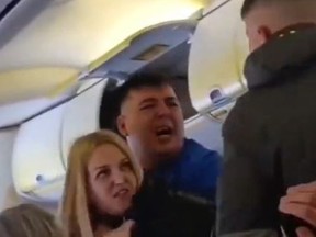 People arguing on a plane.