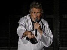 English musician Roger Waters performs during his tour "This Is Not a Drill" at the National Stadium in Brasilia, on Oct. 24, 2023.