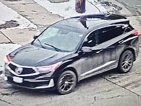 Toronto Police say a stolen black Acura RDX is likely involved in separate North York shootings less than 24 hours apart.