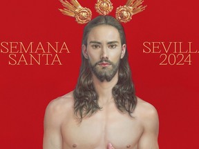 In this photo released by the Consejo de Hermandades de Sevilla on Friday Feb. 2, 2024, the Seville 2024 poster for the religious Easter Holy Week is pictured in this handout photo.