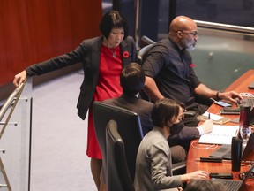Toronto Mayor Olivia Chow attends a meeting at City Hall.