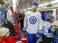 Toronto Maple Leafs star Auston Matthews, along with his teammates, takes the subway.