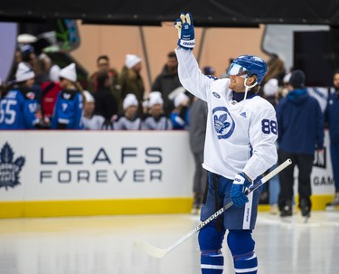 Toronto Maple Leafs star William Nylander waves.