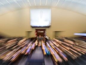 zoom blur effect shot of Toronto council chambers