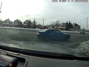 Screen shot from a police dash cam