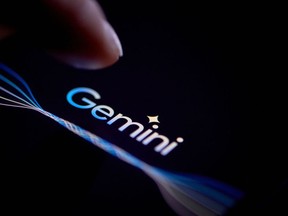 The Gemini logo on a smartphone arranged in New York, US, on Saturday, Dec. 9, 2023.
