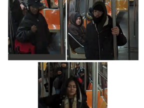 An image from NYPD of Justin Herde, Betty Cotto, and Alfredo Trinidad, who are wanted in a killing on the Bronx subway.