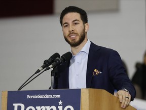 FILE - Rep. Abdullah Hammoud, D-Dearborn, speaks during a campaign rally for presidential candidate Sen. Bernie Sanders, I-Vt., in Dearborn, Mich., March 7, 2020. Dearborn is ramping up its police presence in response to fallout from an opinion piece that described the city, which has the nation's highest Muslim population per capita, as "America's jihad capital." Hammoud, who is now the mayor of Dearborn, tweeted on Friday, Feb. 2, 2024, that city police increased security at places of worship and major infrastructure points as a "direct result" of the Wall Street Journal opinion piece titled, "Welcome to Dearborn, America's Jihad Capital."
