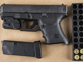 A seized firearm and ammunition.
