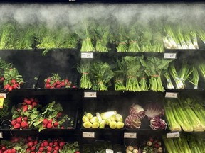 Produce is shown at a grocery store in Toronto on Sunday, June 26, 2023. Dalhousie University food researcher Sylvain Charlebois says there is no substantiated evidence of profiteering within the food retail industry in Canada.