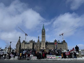 Convoy protest members return to Parliament Hill on Saturday to commemorate the anniversary of the police action that broke up the demonstrations.