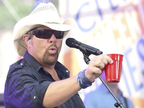 Country music recording artist Toby Keith holds a red Solo cup as he performs on NBC's Today show at Rockefeller Plaza on July 5, 2019, in New York.