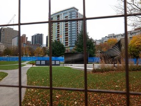 An early November file photo of the fenced-off Memorial to the Victims of Communism in Ottawa.