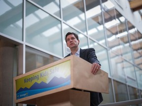 British Columbia Premier David Eby speaks during a news conference in Surrey, B.C., Friday, Jan. 26, 2024.