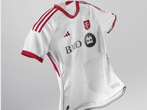 Toronto FC unveiled its new so-called "community kit" on Thursday, Feb. 15, 2024. The MLS club will primarily wear the new uniform for away games.