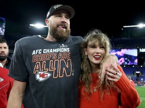 2024 AFC Championship - Kansas City Chiefs - : Travis Kelce and Taylor Swift - Getty
