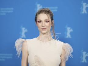 Actor Hunter Schafer poses at the photocall of the film "Cuckoo" (Berlinale Special section) at the Berlinale, Friday, Feb. 16, 2023.