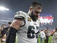 Philadelphia Eagles centre Jason Kelce walks off the field following an NFL wild-card playoff game.