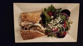 The shawarma panini and goat’s cheese salad at Marwan’s Global Bistro in downtown Port Perry. SARA SHANTZ PHOTO