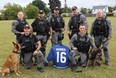 The Durham Regional Police the K9 Unit is seen here with their new and improved Mitch Marner-themed canine apprehension training suit, which was donated by the Toronto Maple Leafs star.