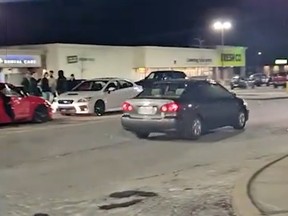 Car rally in a parking lot